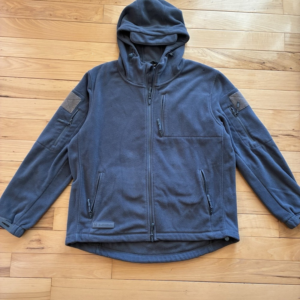 BAERSKIN TACTICAL FULL ZIP FLEECE HOODIE HOODED JACKET MEN SIZE XL GRAY
